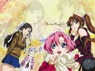 Anime group girls yellow pink - free anime wallpaper