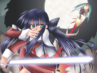 Moon sword woman demon energy - a sword in front free wallpaper for desktop