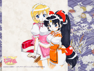 Two girls hugging floral background - a floral background free wallpaper for desktop