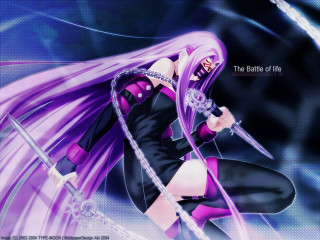 Anime portrait longhair sword purple - long hair holding free wallpaper for desktop
