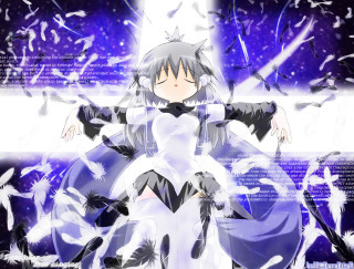 Angelic white dress black hair - a blue tail free wallpaper