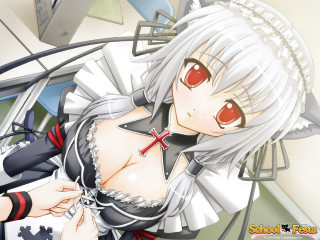 Anime girl white hair red 10 - a cross free wallpaper for desktop