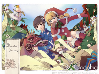 Christmas girls deer antlers santa - orphism free wallpaper