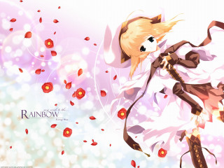 Girl flower head dress flying - a long tail free wallpaper