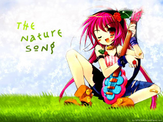 Pink hair girl guitar nature - nature free wallpaper