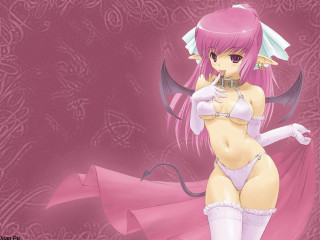 Pink demon girl anime wings - a pink outfit free wallpaper