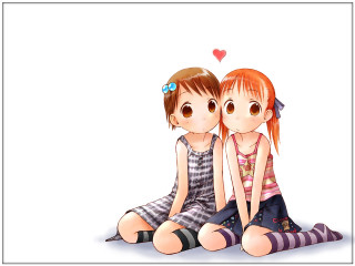 Sisters sitting plaid dress brown - two girl free wallpaper for desktop