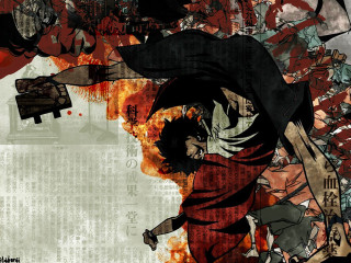 Man sword fire background woman - poster art free wallpaper for desktop