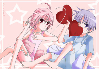 Pink hair anime sisters heart - the other holding free wallpaper for desktop