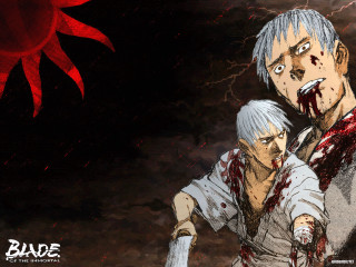 Blood bloodied anime characters violence - a knife free wallpaper