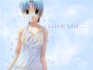 Blue hair green eyes white - a white dress free wallpaper for desktop