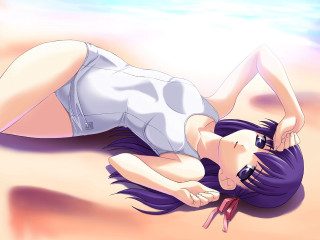 Woman beach sky rayonism portrait - her knee free wallpaper for desktop