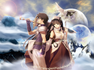 Snow armor sword bird moon - above them free wallpaper