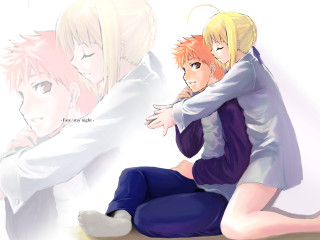Romantic anime hug blush braid - the other holding free wallpaper for desktop