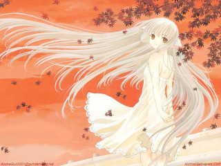 Girl white hair autumn tree - a white dress free wallpaper for desktop