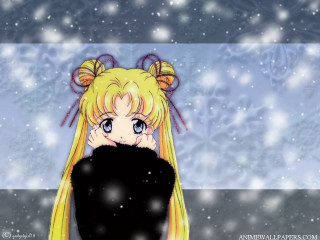 Blonde anime girl snowy night - long blonde hair free wallpaper