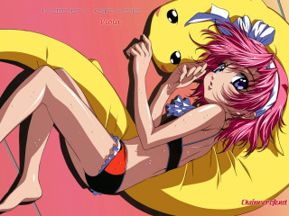 Pink hair girl banana chair - a banana free wallpaper