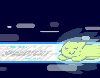 Cartoon cat wings flying action - a caption below free wallpaper