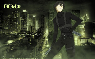 Man black suit swords cityscape - dustin nguyen free wallpaper