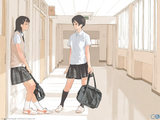 Couple hallway luggage manga schoolgirls - a hallway free wallpaper