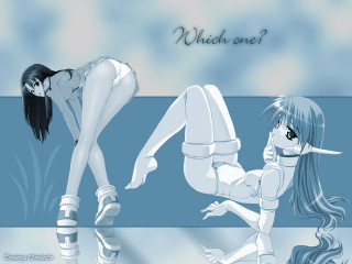 Anime 2girls highheels suit kneeling - a cartoon picture free wallpaper