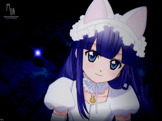 Anime girl blue hair cat 5 - glowing free wallpaper for desktop