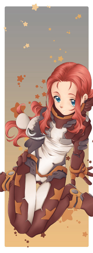 Redhair whiteoutfit cat armor starry - red hair free wallpaper for mobile