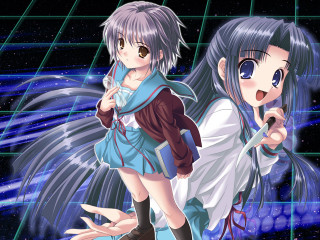 Anime girls blue eyes starry - star free wallpaper for desktop