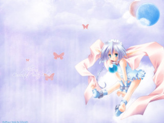 Girl flying butterfly blueball night - the air free wallpaper