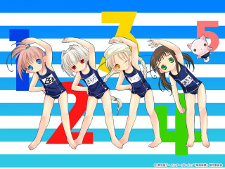 Anime girls bathing suits pig - number free wallpaper for desktop