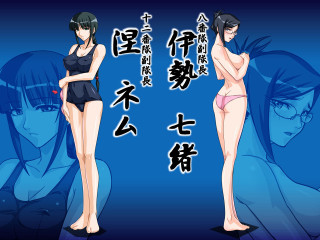 Anime girls swimsuits portrait glasses - asian character free wallpaper for desktop