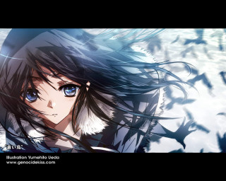 Blue eyed black haired anime - white collar free wallpaper
