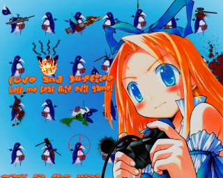 Redhair girl camera penguins bluesky - red hair holding free wallpaper
