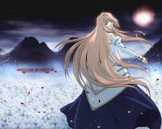 Woman snow moon flowers anime - her arm free wallpaper for desktop