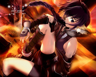 Woman black outfit gun knife 2 - a black outfit holding free wallpaper