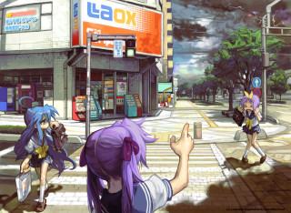 City crosswalk blue hair school - a tall building free wallpaper for desktop