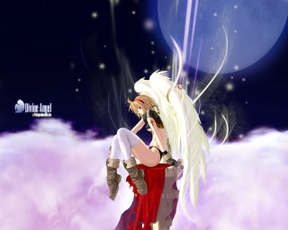 Woman cloud angel moon stars - a cloud free wallpaper for desktop