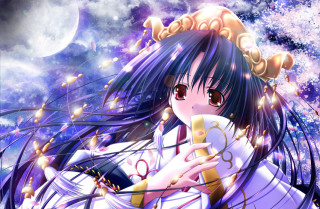 Girl longhair phone night sky - long hair holding free wallpaper