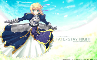 Anime saber armor blonde sky - her hand and a sky background free wallpaper