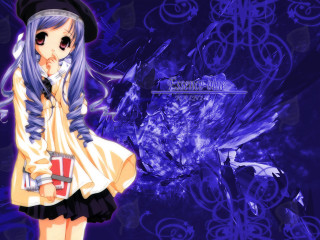 Blue hair girl hat bubbles - swirl free wallpaper