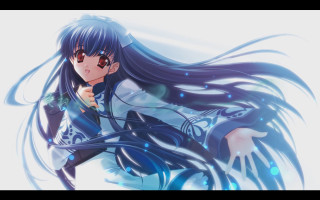 Anime girl long hair blue 4 - a microphone free wallpaper for desktop