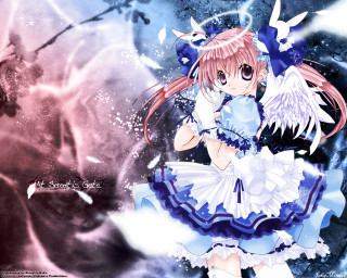 Anime girl blue dress angel 2 - a white angel free wallpaper for desktop