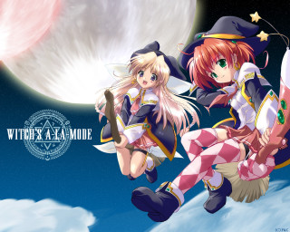 Witch characters fullmoon night sky - mom free wallpaper