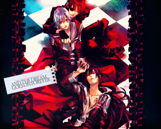 Anime couple checkered characters sign - poster art free wallpaper for desktop