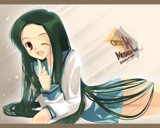 Green haired girl smiling school - hair free wallpaper