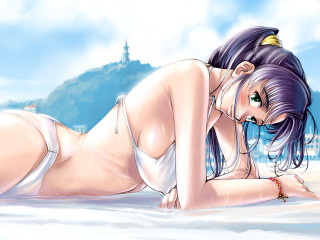 Beach bikini castle blue sky - a castle in the background free wallpaper