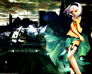 Gothic anime ghost sword city - a dark sky in the background free wallpaper