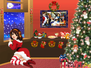 Girl red dress christmas tree - a red dress free wallpaper