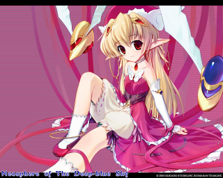 Anime girl pink dress hat - her head and a sword free wallpaper for desktop