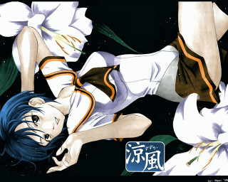 Woman flowers blue hair moon - official art free wallpaper for desktop